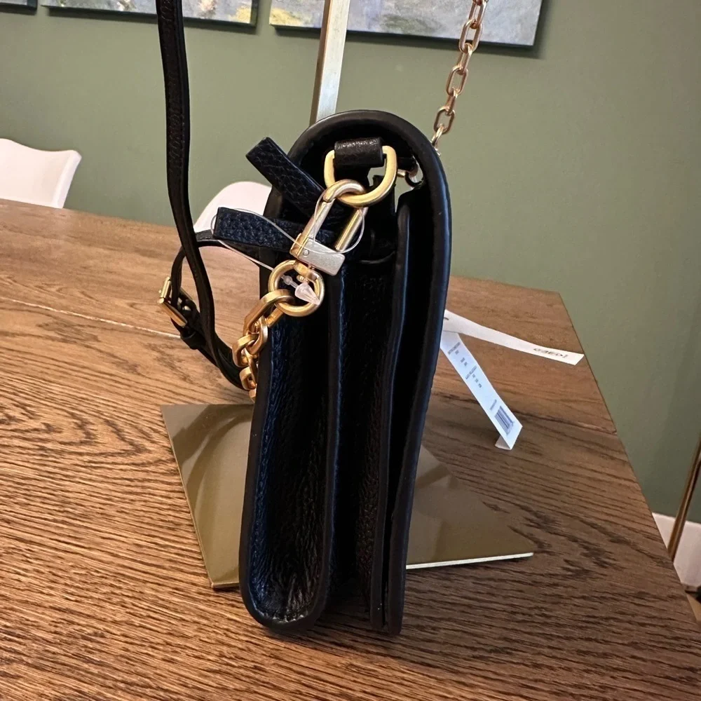 NWT! NEW! Tory Burch Britten Combo Crossbody Black Pebbled Leather